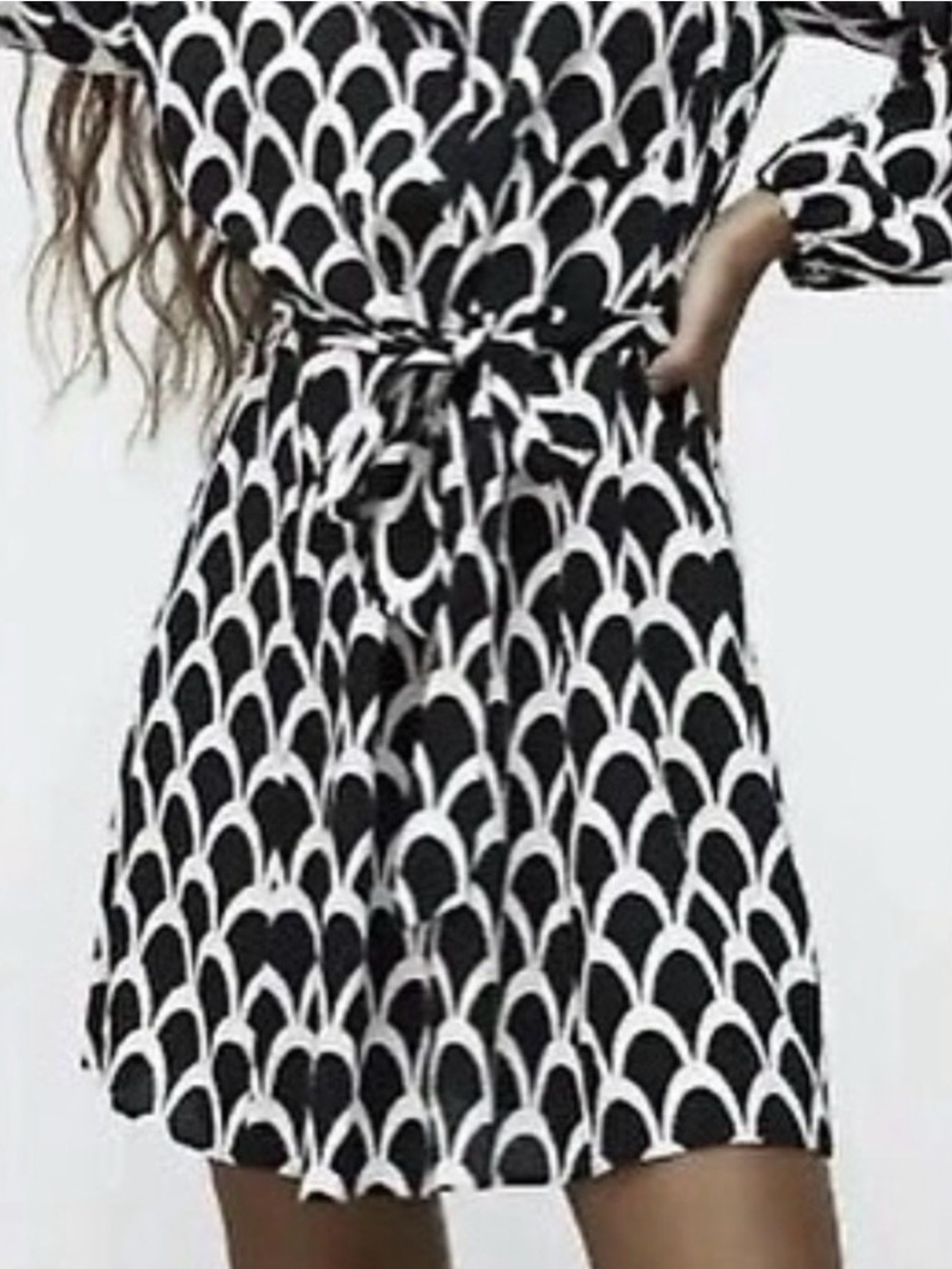 Zara Black and White Geometric Wrap Mini Dress - Picture 7 of 7